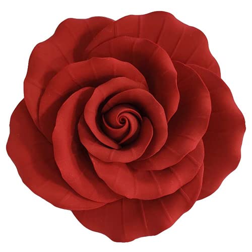 O'Creme Garden Rose Gumpaste Flowers - Red-Small - Edible Flowers for Cake Decorating - Sugar Paste