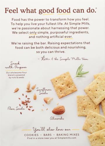 Simple Mills Almond Flour Crackers, Rosemary & Sea Salt - Gluten Free, Vegan, Healthy Snacks, 4.25