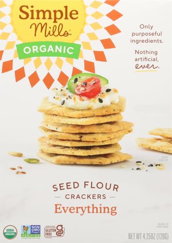 Simple Mills Organic Seed Crackers, Everything - Gluten Free, Vegan, Healthy Snacks, Paleo