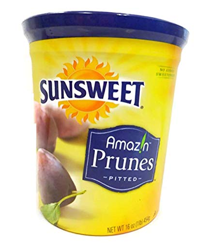 Sunsweet Prunes, Pitted Prunes Bundle, ONE 16 oz Canister of Dried Plums Plus "Recipes For Prune