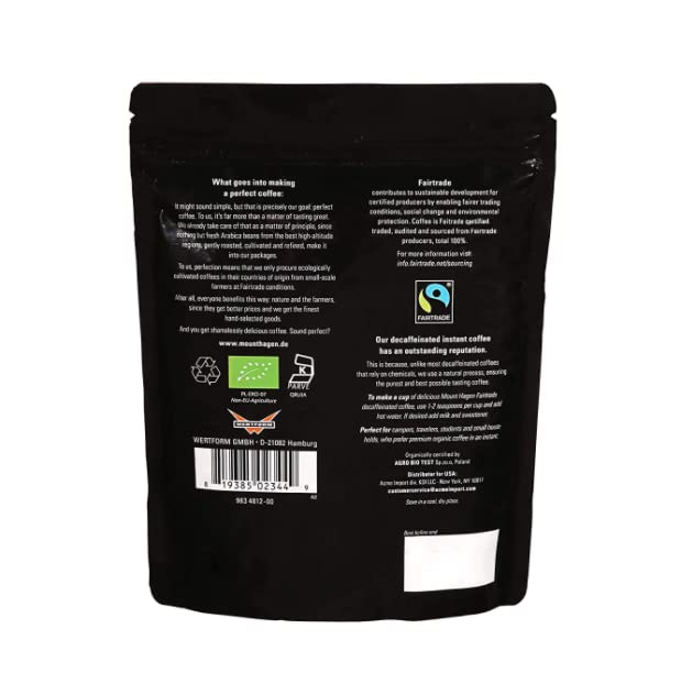 Mount Hagen Jar + Resealable Pouch Decaf Organic Freeze Dried Instant Coffee - Combo Pack |