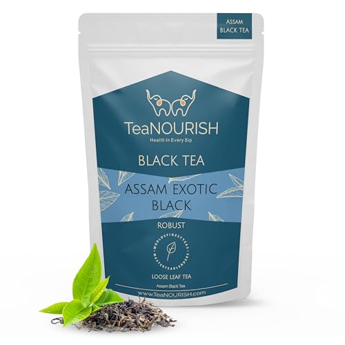 TeaNOURISH Assam Exotic Black Tea | Unblended Loose Leaf Tea | Robust & Full Bodied | Freshly