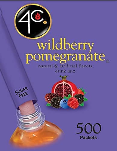 4C Powder Drink Stix, Wildberry Pomegranate 500 Count, Bulk Buy, Singles Stix, On the Go