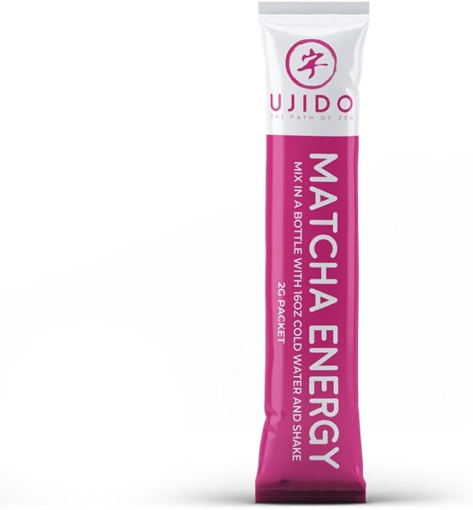 Ujido Matcha Energy Packets, Strawberry Flavor, Sugar-Free, Monkfruit, Non-GMO, Antioxidant, Keto &