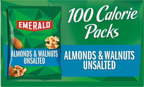 Emerald Nuts Unsalted Almonds and Walnuts 7 Ct (1-Pack), 100-Calorie Individual Packs of Nut Blend