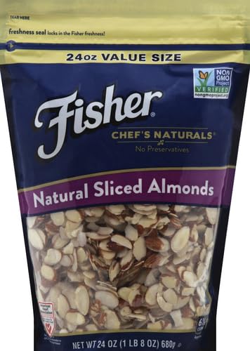 Fisher Chef's Naturals Unsalted Sliced Almonds 24oz (Pack of 2), Raw Nuts Perfect for Cooking