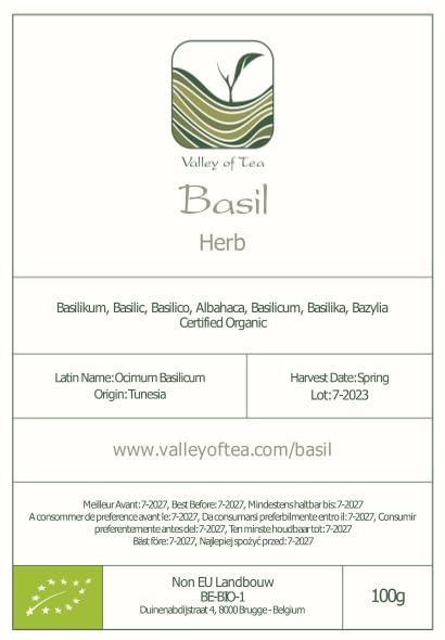 Basil Leaves Organic Culinary Herb - Perfect For Pesto - Sweet Basel - Dry Ocimum Basilicum - Basil