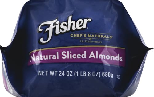 Fisher Chef's Naturals Unsalted Sliced Almonds 24oz Resealable Bag, Raw Nuts Perfect for Cooking, Baking & Snacking, Healthy Snacks for Adults, Vegan Protein, Keto Snack, Gluten Free