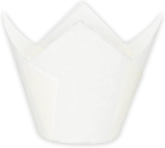 Jumbo Extra Large size White Tulip Baking Cups 2-1/4"(Base diameter) x 3-3/4"(Wall height)