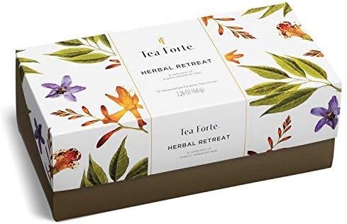 Tea Forte Herbal Retreat Premium Tea Presentation Box Tea Gift Sampler, 20 Count, 2 of Each Variety