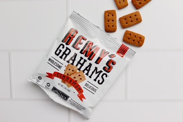 Safe + Fair Remy's Cinnamon Grahams 24ct - Wholesome Healthy Snacks - Bite-Sized Whole Grain Treats