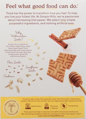 Simple Mills Honey Cinnamon Seed & Nut Flour Sweet Thins, Paleo Friendly & Delicious Sweet Thin
