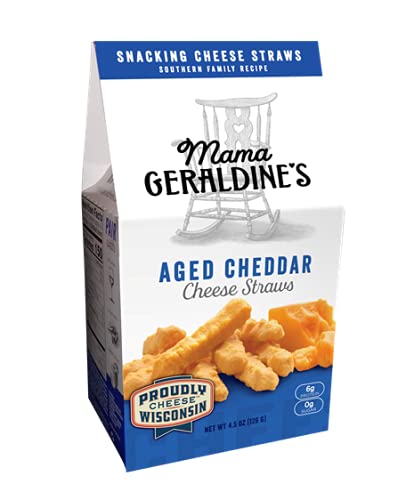 Mama Geraldine's - Aged Cheddar Cheese Straws - 4.5 Ounce, 12 Pack - Crisps, Chips, Gourmet Baked