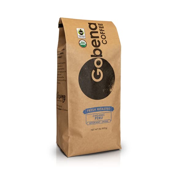 2lb Fair Trade Organic Certified Peruvian Ground Fresh Roasted Specialty Coffee, 100% Arabica