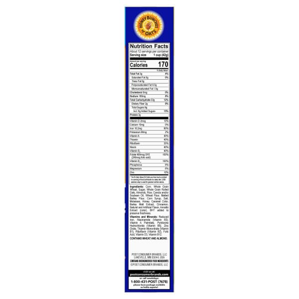 Honey Bunches of Oats with Almonds Breakfast Cereal, Honey Cereal with Granola Clusters and Sliced