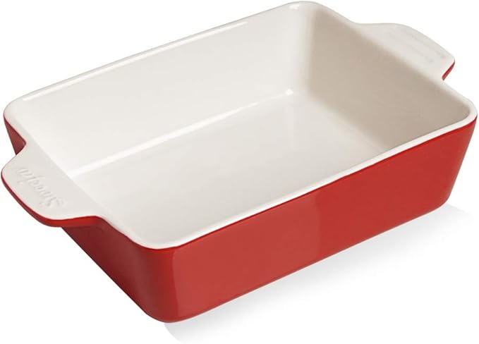 Sweejar Ceramic Baking Dish, Rectangular Small Baking Pan with Double Handles, 20 Oz for Cooking