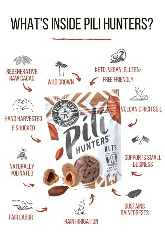 Pili Hunters Wild Sprouted Pili Nuts - Raw Cacao & Organic Coconut Sugar - Paleo & Vegan Keto Snack