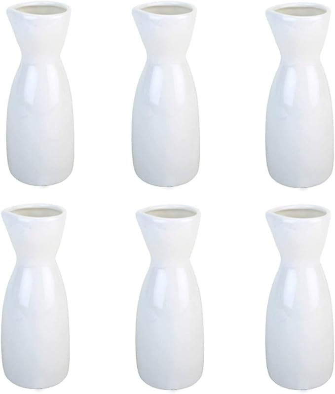 JapanBargain, Porcelain Sake Carafe Sake Bottle for Cold Sake and Hot Sake Microwave Safe (6, 4 oz