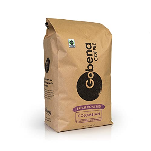 5lb Fair Trade Organic Certified Colombian Whole Bean Light Roast, 100% Arabica Specialty Coffee