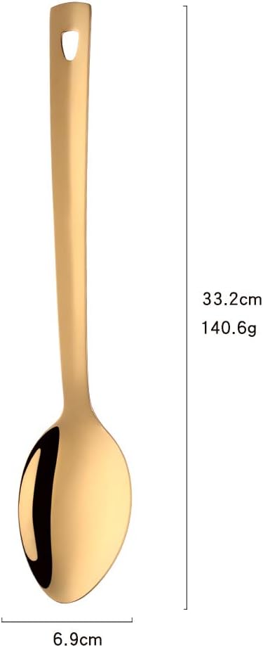 Stainless Steel Serving Spoons: Long Handle Flatware Set of 6 - Large Metal Kitchen Serving