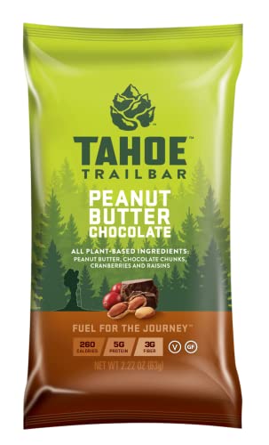 Tahoe Trail Bar, Plant-Based Natural Energy Bar (2.22 Ounce Protein Bar, 12 Count) High Protein