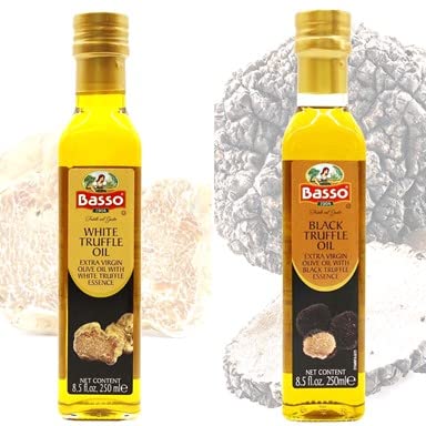 BASSO 1904 Black & White Truffle Oil Set ??2 Bottles x 8.5 fl oz (250ml) ??High-Concentration