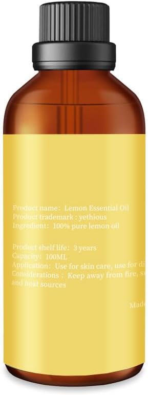 yethious Lemon Essential Oil Lemon Essential Oill for Diffuser, Perfume, Body, Skin, Hair, Candle