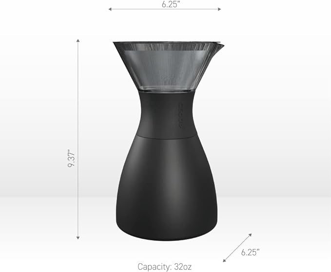 asobu Insulated Pour Over Coffee Maker (32 oz.) Double-Wall Vacuum, Stainless-Steel Filter and Take