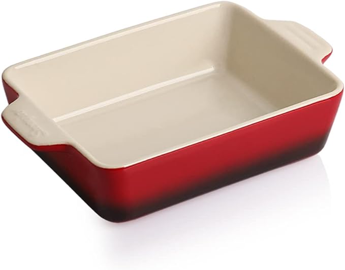 Sweejar Ceramic Baking Dish, Rectangular Small Baking Pan with Double Handles, 20 Oz for Cooking