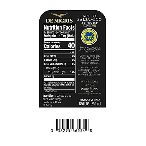 De Nigris Balsamic Vinegar Of Modena Excellence Line - Platinum Eagle (65% Grape Must) 8,5 Oz