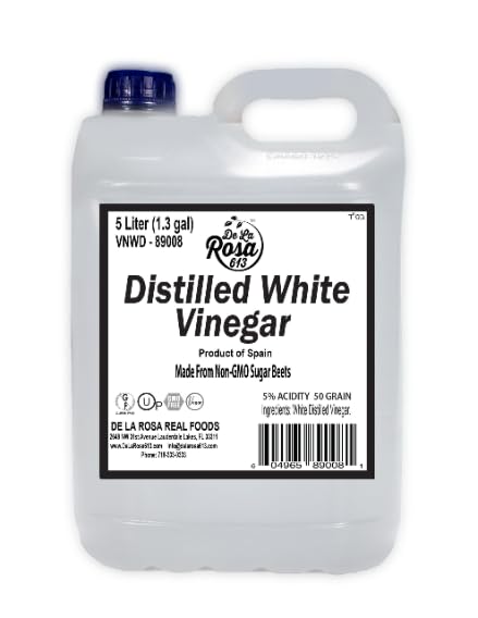 De La Rosa Distilled White Vinegar, Raw & Unfiltered, Kosher for Passover, Vegan & Gluten Free