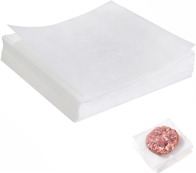 100Pcs 6" x 6" Unbleached Parchment Paper, Burger Patty Paper, Non-Stick Squares Wax Paper Sheets