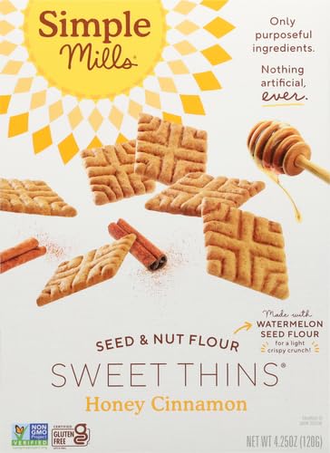 Simple Mills Honey Cinnamon Seed & Nut Flour Sweet Thins, Paleo Friendly & Delicious Sweet Thin