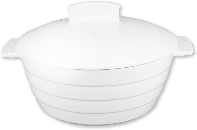 Casserole Dish 1.32 Quart French White Ceramic Bakeware Set with Lids, Chip and Crack Resistant