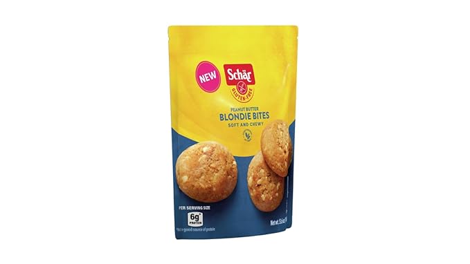 Schär Gluten-Free Peanut Butter Blondie Bites, 8-Pack – Creamy & Crunchy, Bite-Sized, Non-GMO, No
