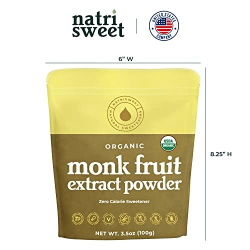 Monk Fruit Extract Sweetener, 3.5 oz, Pure USDA Organic with No Fillers Zero Calories, Zero Carbs