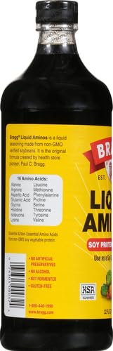 Bragg Liquid Aminos All-Purpose Seasoning - 32 fl oz - Gluten-Free Soy Sauce Substitute - Perfect