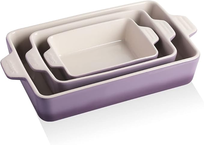 Sweejar Ceramic Bakeware Set, Rectangular Baking Dish for Oven Lasagna Pans for Cooking, Kitchen