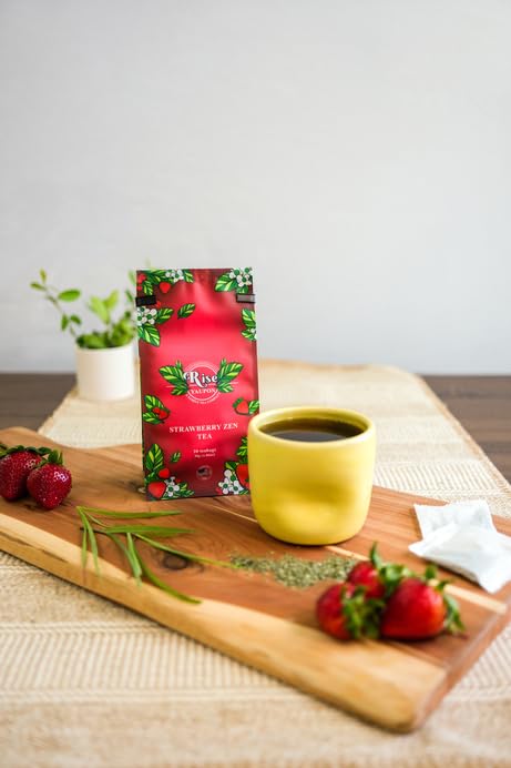 Rise Yaupon Strawberry Zen Yaupon Holly Tea, 20 Tea Bags, 1.06 oz, Caffeinated Yaupon Holly with