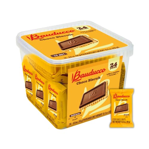 Bauducco Choco Biscuit Cookies,15.2 oz (Pack of 24) - Crispy & Delicious Chocolate Cookies