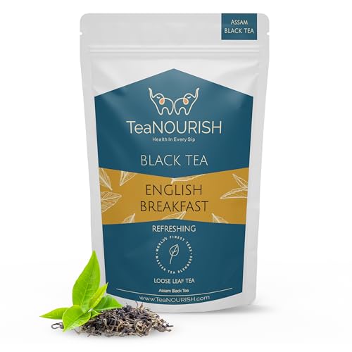 TeaNOURISH English Breakfast Black Tea | Rich, Robust & Full Bodied Loose Leaf Tea | Refreshing &