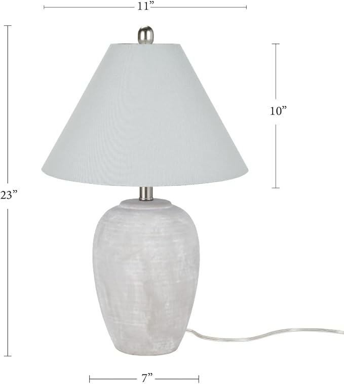 Nourison Home 23" Grey Vintage Distressed Ceramic Pot Table Lamp for Bedroom, Living Room, End