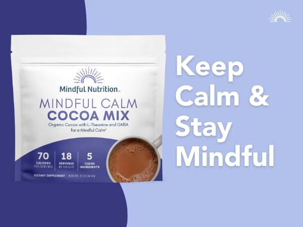 Mindful Calm Organic Hot Chocolate Mix Anti-Stress Drink Powder For Calming Sleepy Cocoa Nighttime