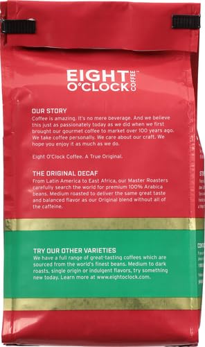 Eight O'Clock Coffee The Original Decaf Ground Coffee, Medium Roast, 12 Ounce (Pack of 1) - Sweet