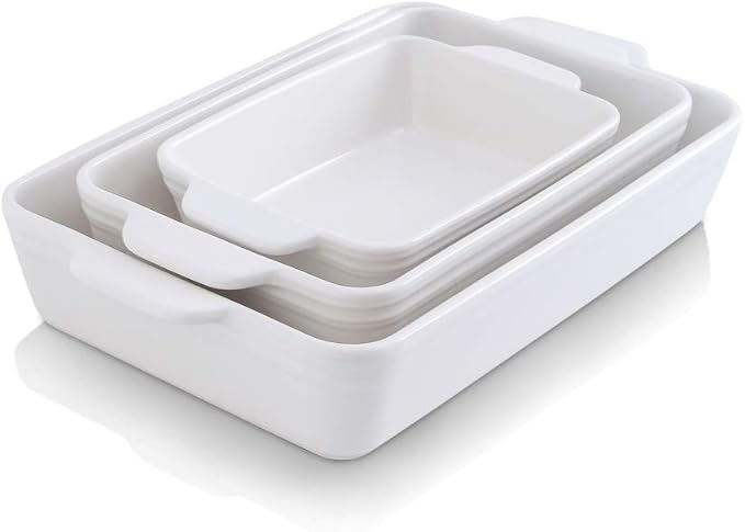 KOOV Bakeware Set, Ceramic Baking Dish Set, Rectangular Casserole Dish Set, lasagna Pan, Baking
