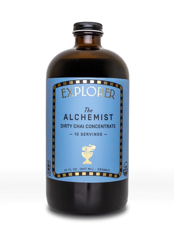 Explorer Organic Chai Tea Concentrate, Alchemist Dirty Spiced, Drink Iced or Hot, 32 fl oz, Makes 8
