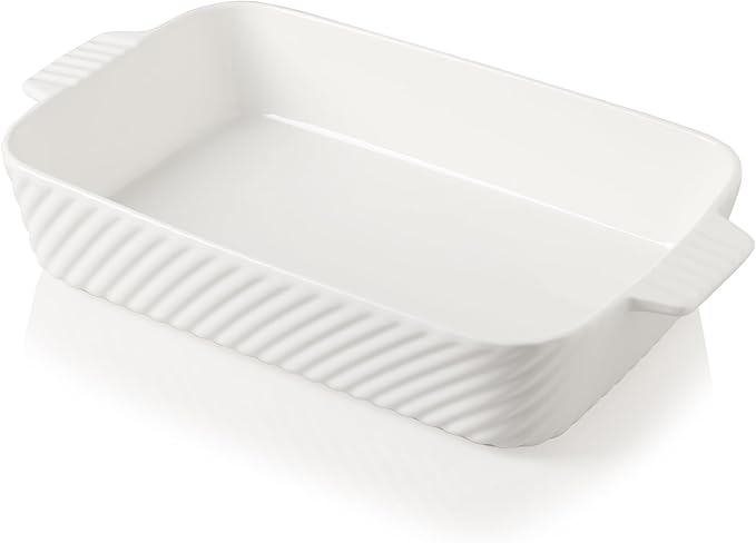 Sweejar Ceramic 13 x 9 Baking Pan, Cake Baking Dish for Brownie, Porcelain Striped Casserole Dishes