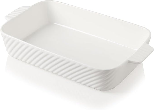 Sweejar Ceramic 13 x 9 Baking Pan, Cake Baking Dish for Brownie, Porcelain Striped Casserole Dishes