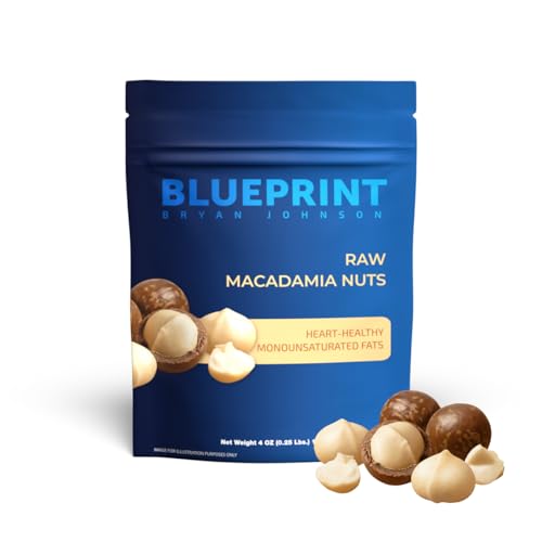 Blueprint Bryan Johnson Raw Macadamia Nuts - No Palm Oil - Keto and Low Carb Snack - No Added