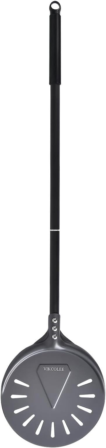 Turning Pizza Peel, 8 Inch with 25 Inch Handle Round Pizza Turning Peel, Professional Anodized